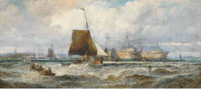 William Allen Wall Prison hulks and other shipping lying in the Hamoaze France oil painting art